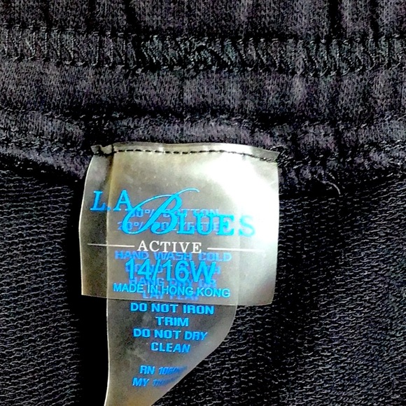 VTG 90s L.A.BLUES ‘Active’ Black Silver Sequin Side Seams with Pockets - Picture 2 of 9